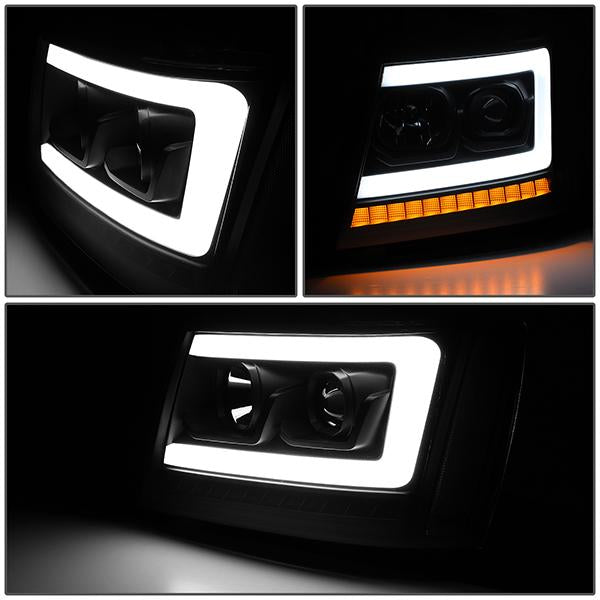 07-14 Tahoe Suburban Headlights - LED Sequential Signal - Clear Lens - Clear Corner - Projector - Pair - 3