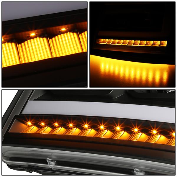 07-14 Tahoe Suburban Headlights - LED Sequential Signal - Clear Lens - Clear Corner - Projector - Pair - 5