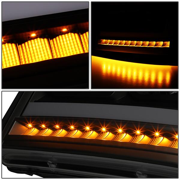 07-14 Tahoe Suburban Headlights - LED Sequential Signal - Smoked Lens - Amber Corner - Projector - Pair - 5