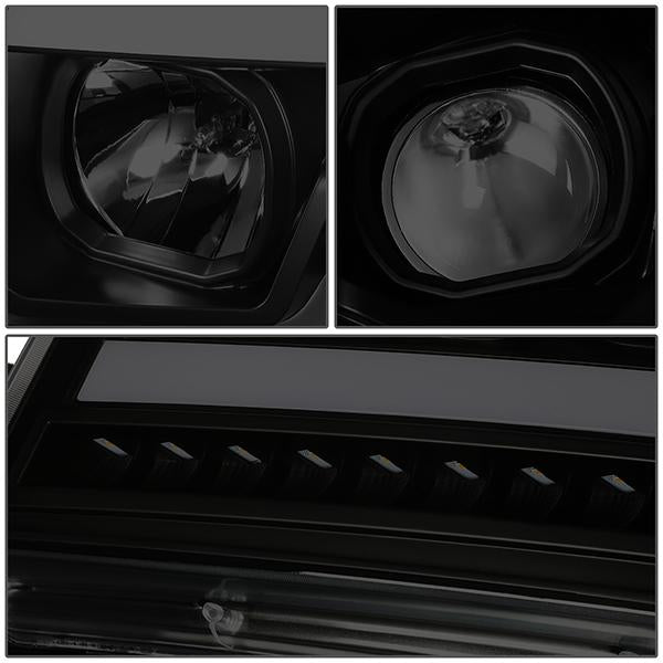 07-14 Tahoe Suburban Headlights - LED Sequential Signal - Smoked Lens - Amber Corner - Projector - Pair - 6