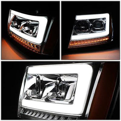 07-14 Tahoe Suburban Headlights - LED Sequential Signal - Clear Lens - Amber Corner - Projector - Pair - 3