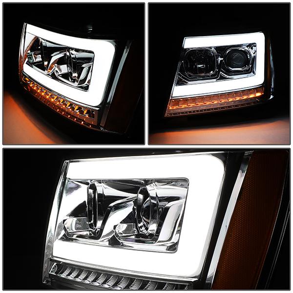 07-14 Tahoe Suburban Headlights - LED Sequential Signal - Clear Lens - Amber Corner - Projector - Pair - 3