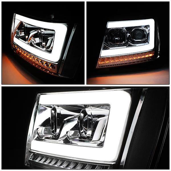 07-14 Tahoe Suburban Headlights - LED Sequential Signal - Clear Lens - Clear Corner - Projector - Pair - 3