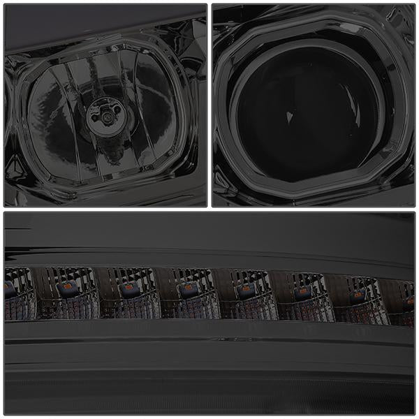 07-14 Tahoe Suburban Headlights - LED Sequential Signal - Smoked Lens - Amber Corner - Projector - Pair - 6