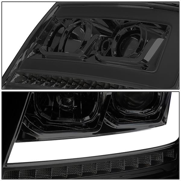 07-14 Tahoe Suburban Headlights - LED Sequential Signal - Smoked Lens - Clear Corner - Projector - Pair - 4