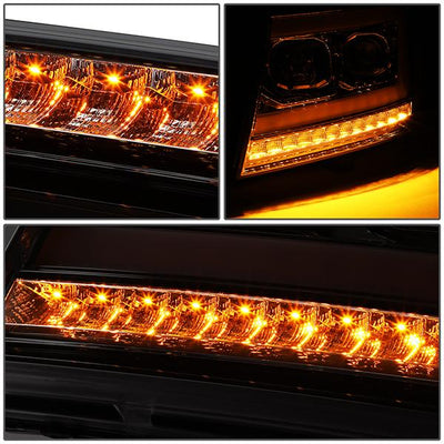 07-14 Tahoe Suburban Headlights - LED Sequential Signal - Smoked Lens - Clear Corner - Projector - Pair - 5