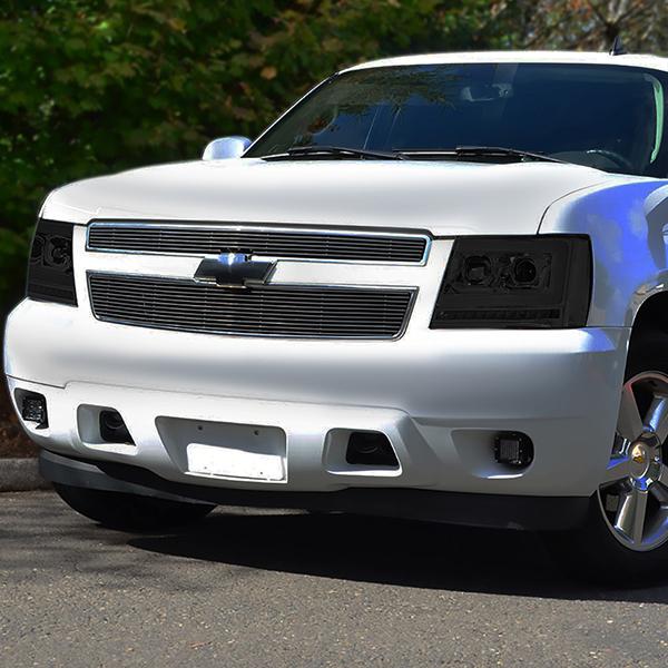 07-14 Tahoe Suburban Headlights - LED Sequential Signal - Smoked Lens - Clear Corner - Projector - Pair - 10