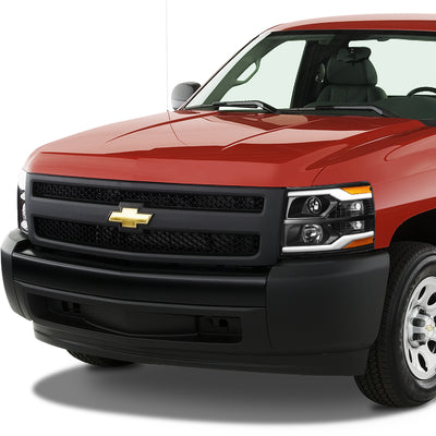 D-Motoring - 7-14 Chevy Silverado 1500 2500 3500 Headlights - Dual LED DRL Strips - Clear Lens - Amber Corner - Plug-n-Play - Pair - 7
