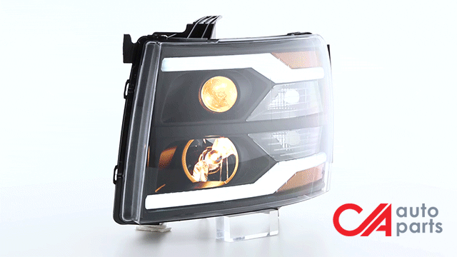 7-14-chevy-silverado-1500-2500-3500-headlights-dual-led-drl-strips-clear-lens-amber-corner-plug-n-play-pair-hl-hpl-csil07-g2-bk-am - 3