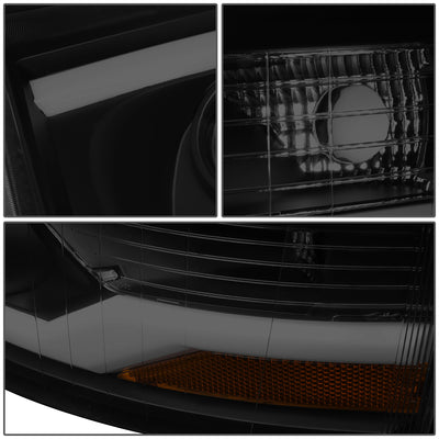 D-Motoring - 07-14 Chevy Silverado Headlights - Dual LED DRL Tube - Smoked Lens - Amber Corner - Projector - Plug-n-Play - Pair - 4