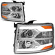 D-Motoring - 07-14 Chevy Silverado Headlights - Dual LED DRL Tube - Clear Lens - Amber Corner - Projector - Plug-n-Play - Pair - 1