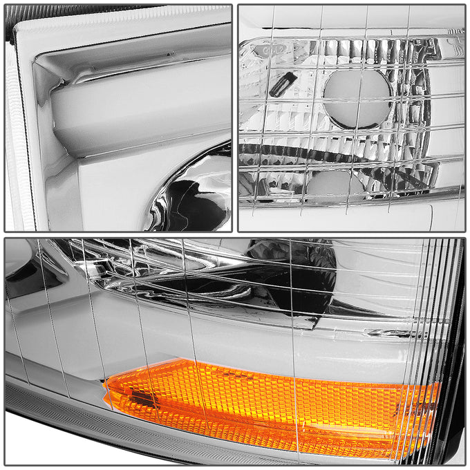 D-Motoring - 07-14 Chevy Silverado Headlights - Dual LED DRL Tube - Clear Lens - Amber Corner - Projector - Plug-n-Play - Pair - 4