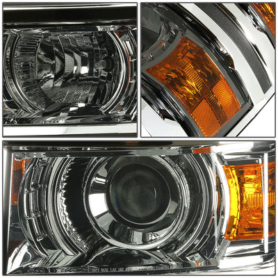 D-Motoring - Headlights - Smoked Lens - Amber Corner - Projector - Plug-n-Play - Pair - Chevrolet Silverado 1500 - 2