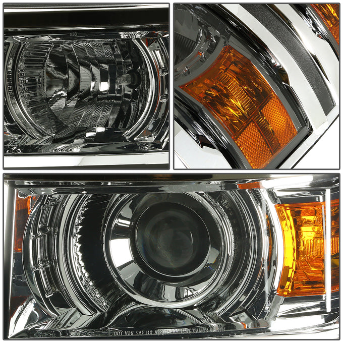 D-Motoring - Headlights - Smoked Lens - Amber Corner - Projector - Plug-n-Play - Pair - Chevrolet Silverado 1500 - 2