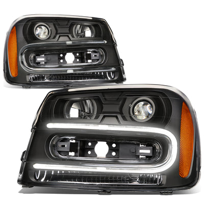 D-Motoring - Headlights - LED DRL - Black Housing - Amber Corner - Projector - Plug-n-Play - Pair - Chevrolet Trailblazer / Trailblazer EXT - 1