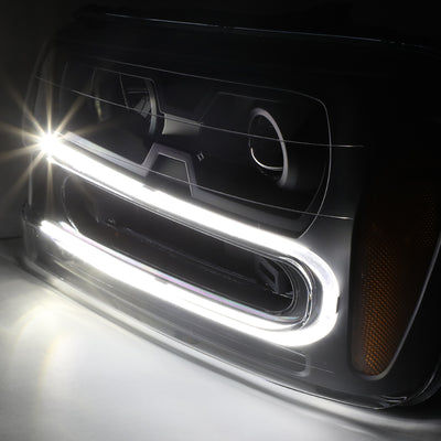 D-Motoring - Headlights - LED DRL - Black Housing - Amber Corner - Projector - Plug-n-Play - Pair - Chevrolet Trailblazer / Trailblazer EXT - 2