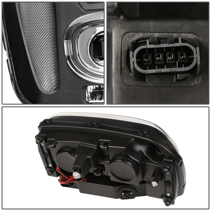 D-Motoring - 02-06 Chevrolet Trailblazer EXT  Headlights - LED DRL - Black Housing - Clear Reflector - Projector - Plug-n-Play - Pair - 4
