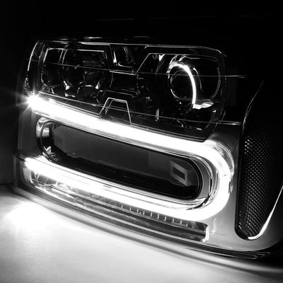 D-Motoring - 02-09 Chevy TrailblazerHeadlights - LED DRL - Smoked Housing - Clear Corner - Projector - Plug-n-Play - Pair - 3