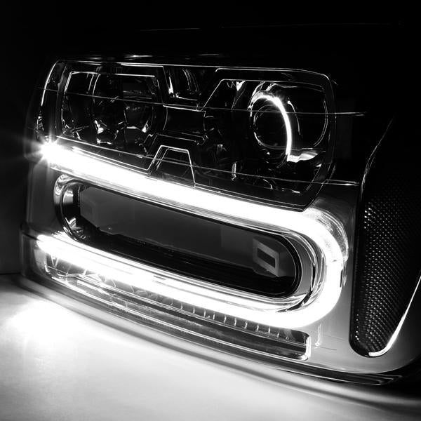 D-Motoring - 02-09 Chevy TrailblazerHeadlights - LED DRL - Smoked Housing - Clear Corner - Projector - Plug-n-Play - Pair - 3