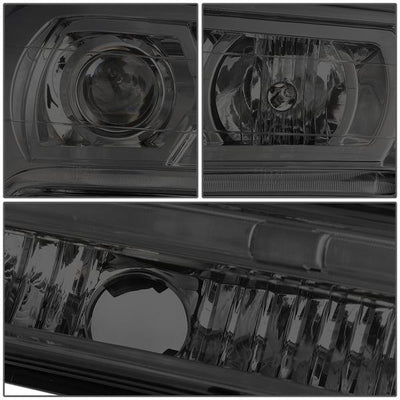 D-Motoring - 02-09 Chevy TrailblazerHeadlights - LED DRL - Smoked Housing - Clear Corner - Projector - Plug-n-Play - Pair - 4