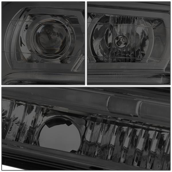 D-Motoring - 02-09 Chevy TrailblazerHeadlights - LED DRL - Smoked Housing - Clear Corner - Projector - Plug-n-Play - Pair - 4