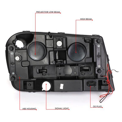 D-Motoring - 02-09 Chevy TrailblazerHeadlights - LED DRL - Smoked Housing - Clear Corner - Projector - Plug-n-Play - Pair - 6