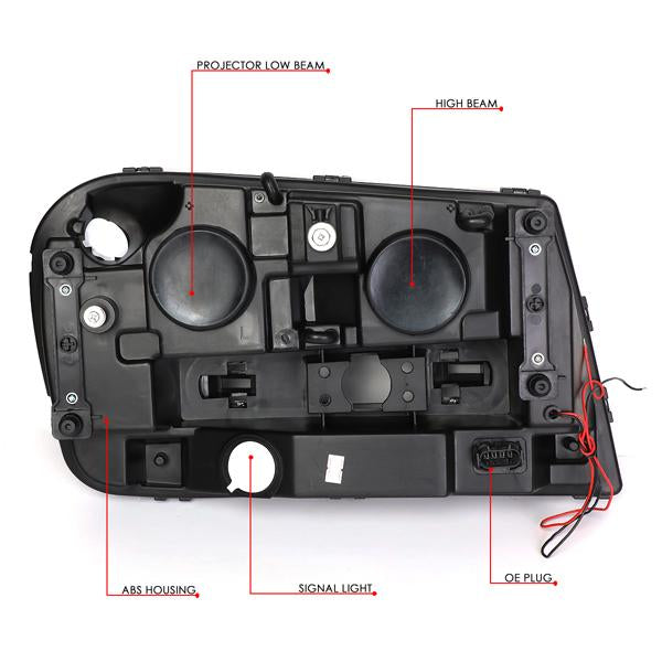 D-Motoring - 02-09 Chevy TrailblazerHeadlights - LED DRL - Smoked Housing - Clear Corner - Projector - Plug-n-Play - Pair - 6