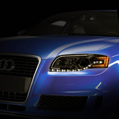 D-Motoring - Headlights - LED DRL+Turn Signal - Projector - Plug-n-Play - Pair - Audi A4 Sedan / Wagon / S4 Sedan / Wagon - 7