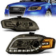 05-08 Audi A4 S4 Wagon Headlights - LED DRL+Turn Signal - Smoked Housing - Projector - Plug-n-Play - Pair