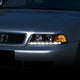 D-Motoring - Headlights - LED DRL+Corner - Black Housing - Projector - Plug-n-Play - Pair - 96-01 Audi A4 & Quattro Models - 7