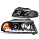 D-Motoring - Headlights - LED DRL+Corner - Black Housing - Projector - Plug-n-Play - Pair - 96-01 Audi A4 & Quattro Models - 1