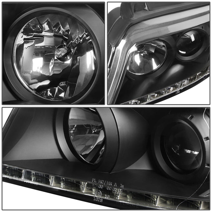 D-Motoring - Headlights - LED DRL+Corner - Black Housing - Projector - Plug-n-Play - Pair - 96-01 Audi A4 & Quattro Models - 4