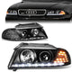 96-01 Audi A4 Quattro Models Headlights - LED DRL+Corner - Black Housing - Projector - Plug-n-Play - Pair
