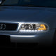 D-Motoring - Headlights - LED DRL+Corner - Chrome Housing - Projector - Plug-n-Play - Pair - 96-01 Audi A4 & Quattro Models - 7