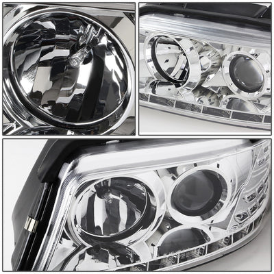 D-Motoring - Headlights - LED DRL+Corner - Chrome Housing - Projector - Plug-n-Play - Pair - 96-01 Audi A4 & Quattro Models - 4