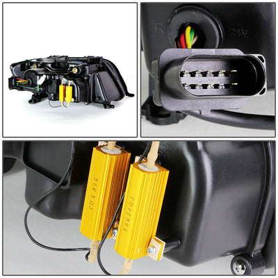 D-Motoring - Headlights - LED DRL - Black Housing - Projector - Plug-n-Play - Pair - 02-04 Audi A6 / A6 Quattro - 5