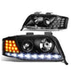 D-Motoring - Headlights - LED DRL - Black Housing - Projector - Plug-n-Play - Pair - 02-04 Audi A6 / A6 Quattro - 1