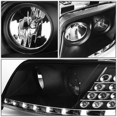 D-Motoring - Headlights - LED DRL - Black Housing - Projector - Plug-n-Play - Pair - 02-04 Audi A6 / A6 Quattro - 4