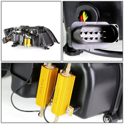 D-Motoring - Headlights - LED DRL+Corner - Black Housing - Projector - Plug-n-Play - Pair - 98-01 Audi A6 / A6 Quattro - 5