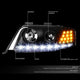 D-Motoring - Headlights - LED DRL+Corner - Black Housing - Projector - Plug-n-Play - Pair - 98-01 Audi A6 / A6 Quattro - 2
