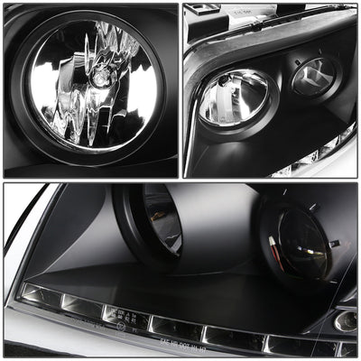 D-Motoring - Headlights - LED DRL+Corner - Black Housing - Projector - Plug-n-Play - Pair - 98-01 Audi A6 / A6 Quattro - 4