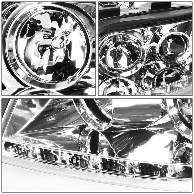 D-Motoring - Headlights - LED DRL+Corner - Chrome Housing - Projector - Plug-n-Play - Pair - 98-01 Audi A6 / A6 Quattro - 4