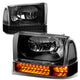 D-Motoring - Headlights - LED DRL+Corner - Black Housing - Plug-n-Play - Pair - Ford F-250 / F-350 / Excursion - 1