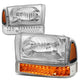 D-Motoring - Headlights - LED DRL+Corner - Chrome Housing - Amber Corner - Plug-n-Play - Pair - Ford F-250 / F-350 / Excursion - 1