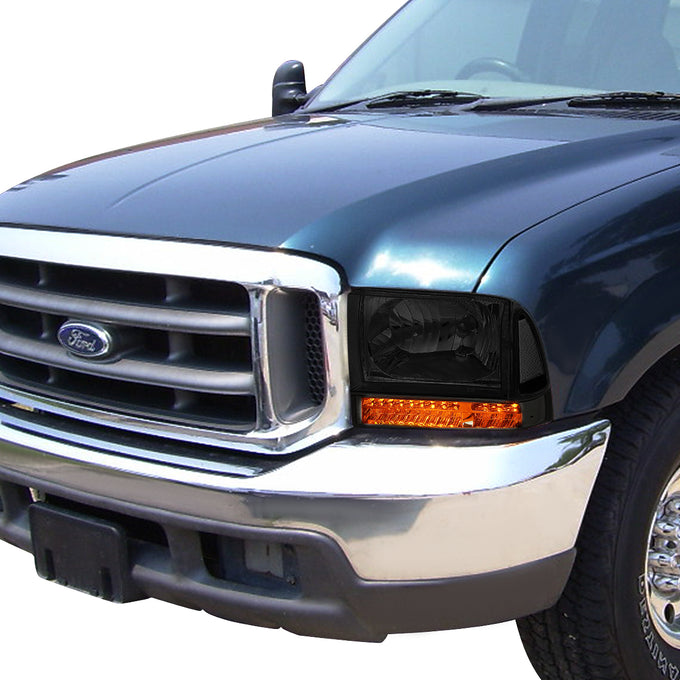 D-Motoring - Headlights - LED DRL+Corner - Smoked Lens - Plug-n-Play - Pair - Ford F-250 / F-350 / Excursion - 5