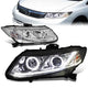 12-15 Honda Civic Civic Headlights - LED Halo Rings+DRL - Chrome Housing - Amber Corner - Projector - Plug-n-Play - Pair