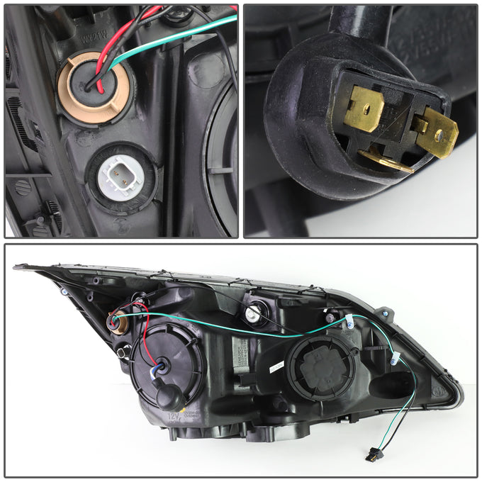 D-Motoring - Headlights - Black Housing - Clear Corner - Projector - Plug-n-Play - Pair - 07-11 Honda CRV - 5