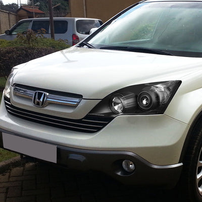 D-Motoring - Headlights - Black Housing - Clear Corner - Projector - Plug-n-Play - Pair - 07-11 Honda CRV - 6