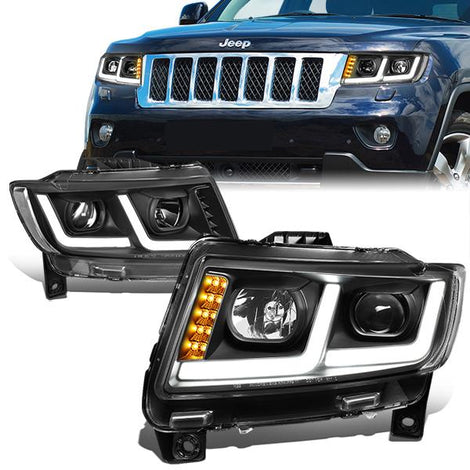 11-13-jeep-grand-cherokee-headlights-led-drl-signal-clear-lens-clear-corner-projector-plug-n-play-pair-hl-hpl-jgc11-bk-cl1 - 1
