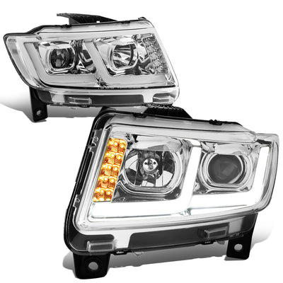 11-13 Jeep Grand Cherokee Headlights - LED DRL+Signal - Clear Lens - Clear Corner - Plug-n-Play - Pair